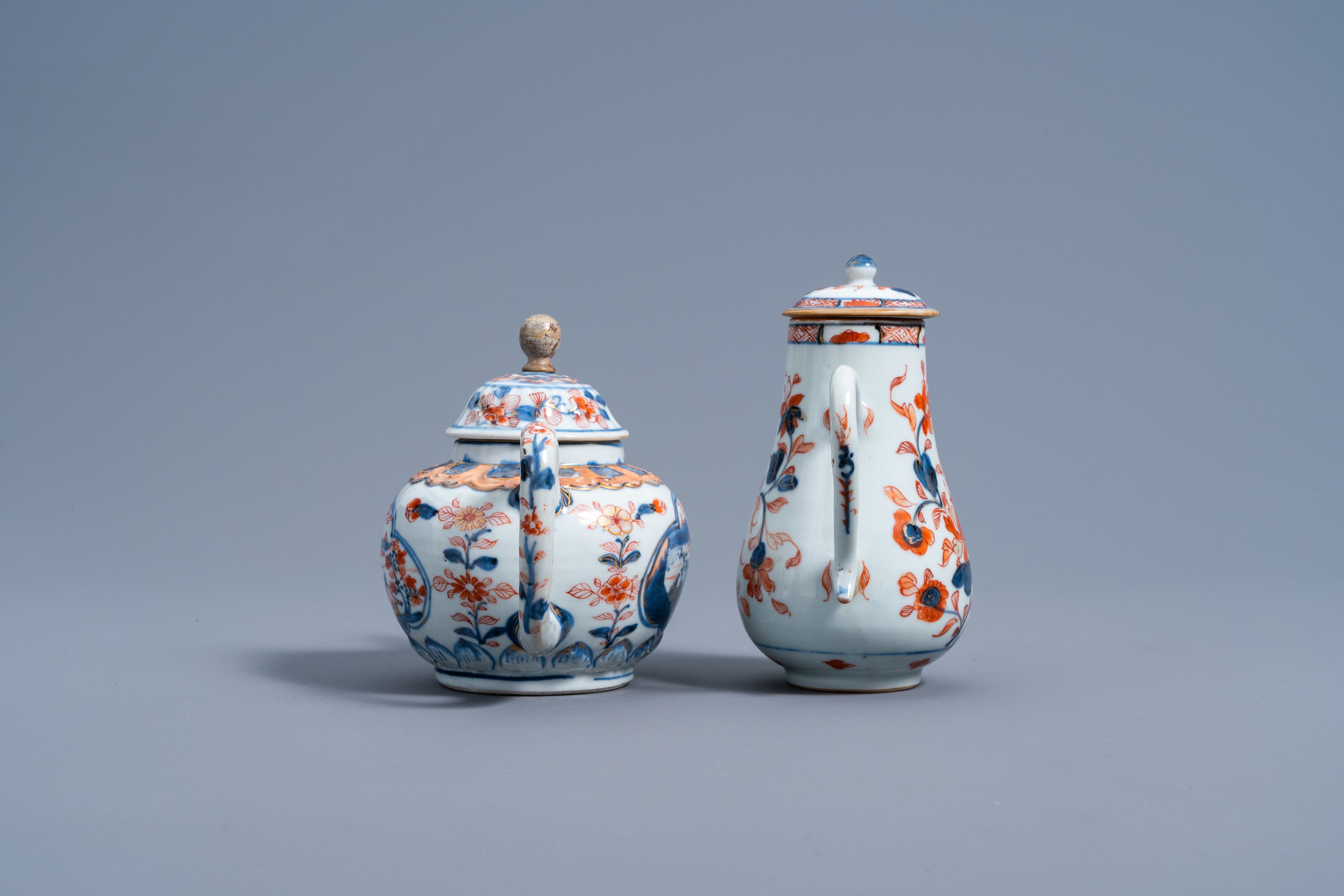 A Chinese Imari-style teapot and a jug and cover with floral design, Kangxi - Image 3 of 7