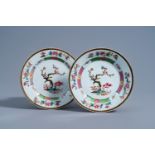 A pair of Chinese famille rose plates with floral design, Yongzheng