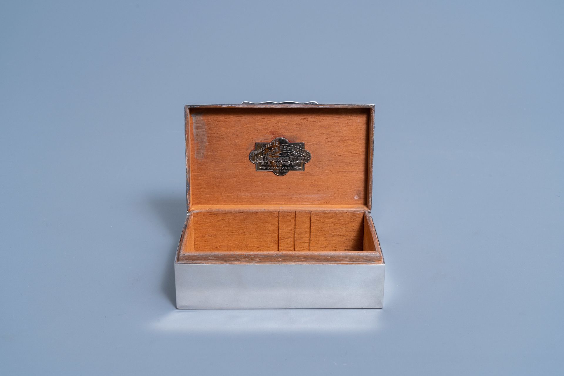 An English silver box and cover with monogram R.M.S. (Sutherland), Birmingham, maker's mark C.B., 92 - Image 3 of 12