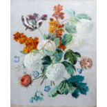 French school: Still life of flowers, oil on paper marouflated on canvas, third quarter of the 19th