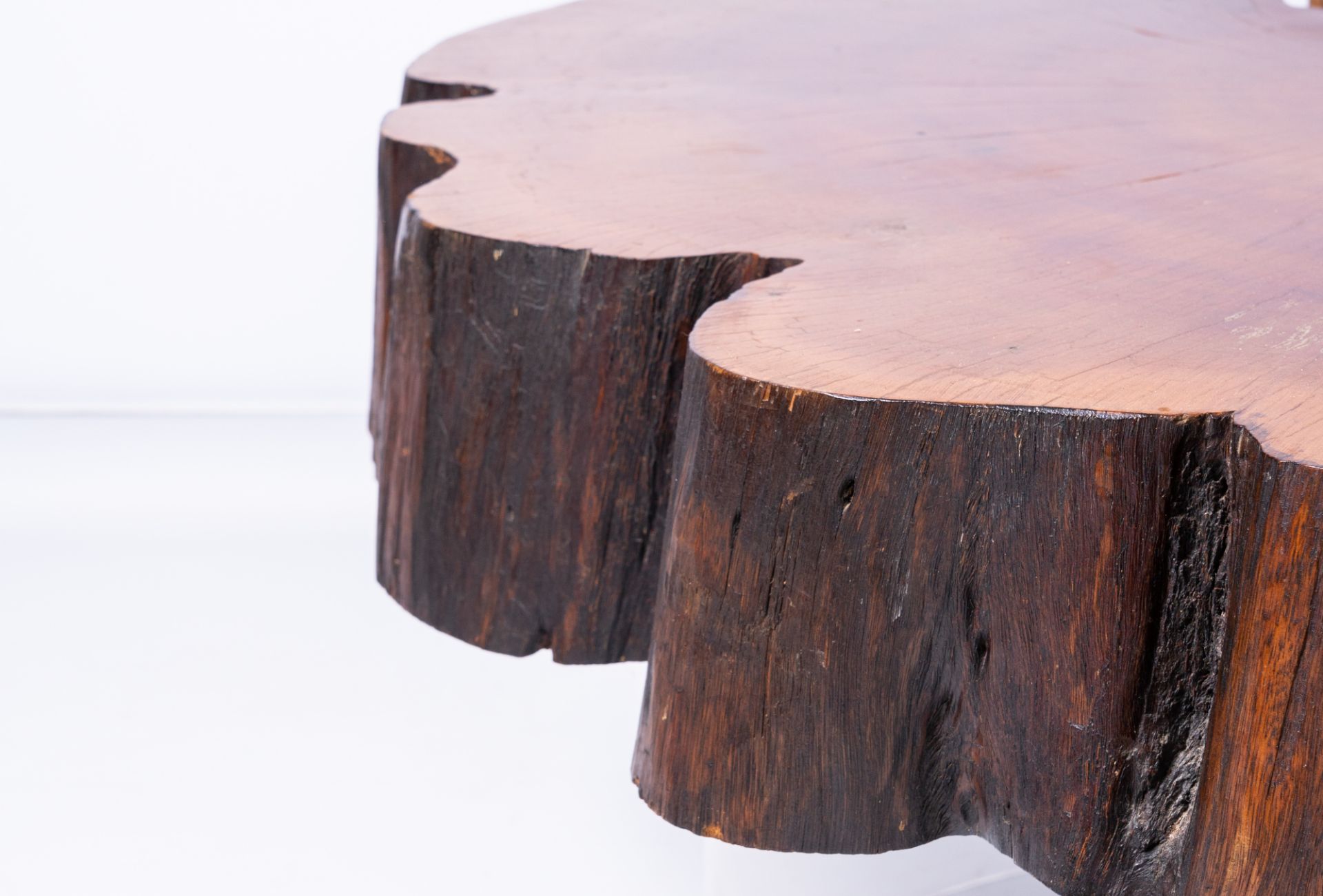 A Joaquim Tenreiro style tree trunk coffee table on a plexi base, third quarter of the 20th C. - Image 10 of 10