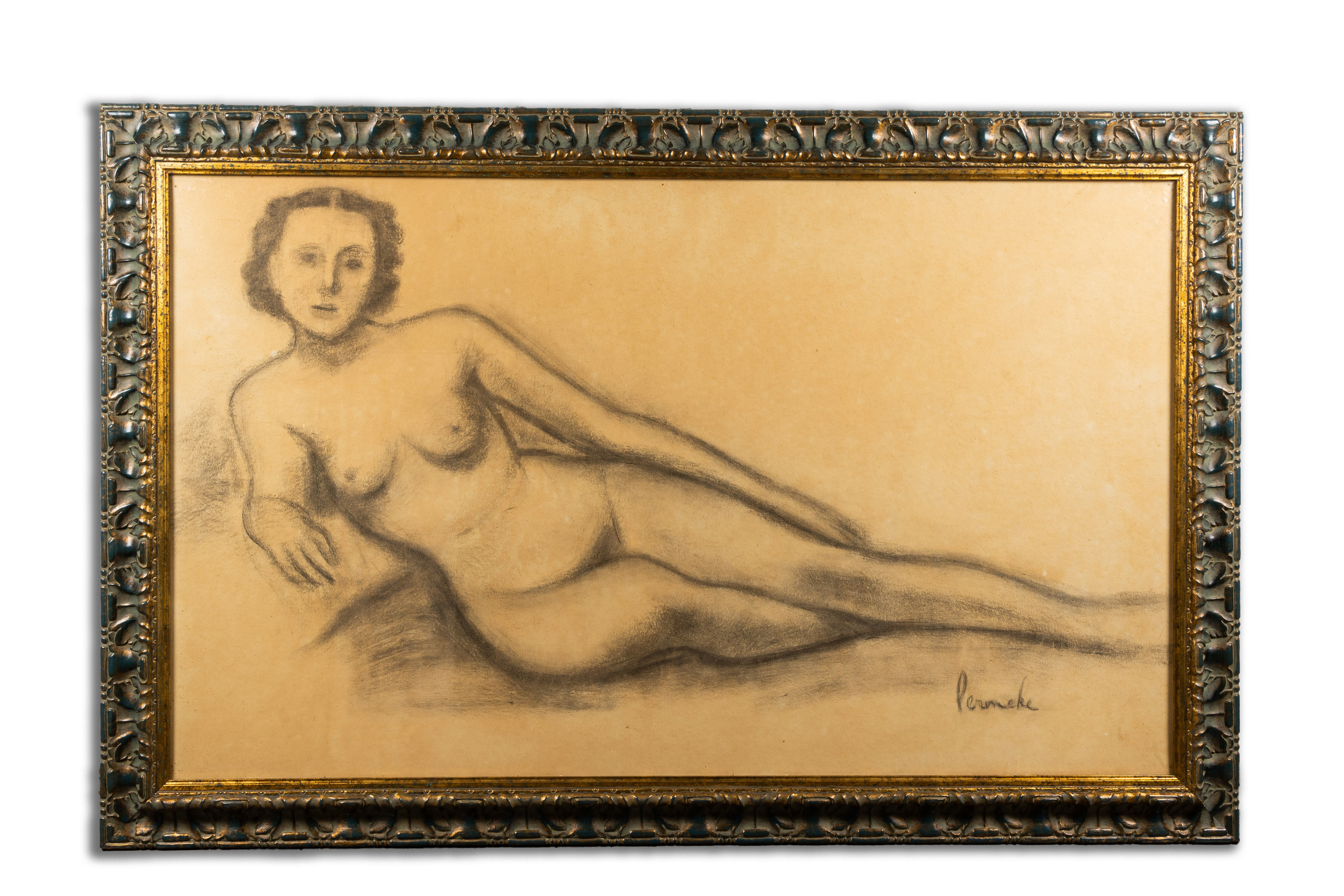 Constant Permeke (1886-1952): Reclining nude, charcoal on paper - Image 4 of 10