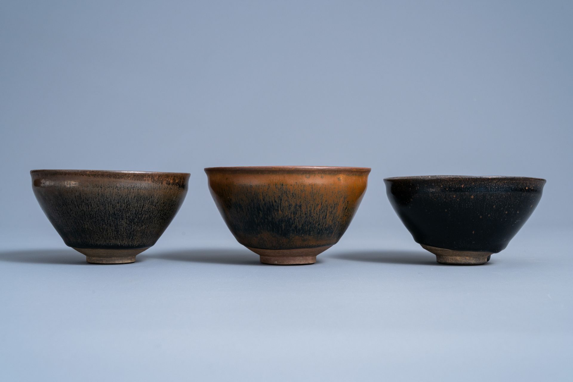 Three Chinese Jian 'hare's fur' tea bowls, Song or later - Image 3 of 8