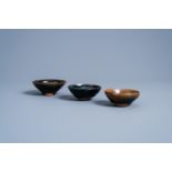 Three Chinese Jian 'hare's fur' tea bowls, Song or later