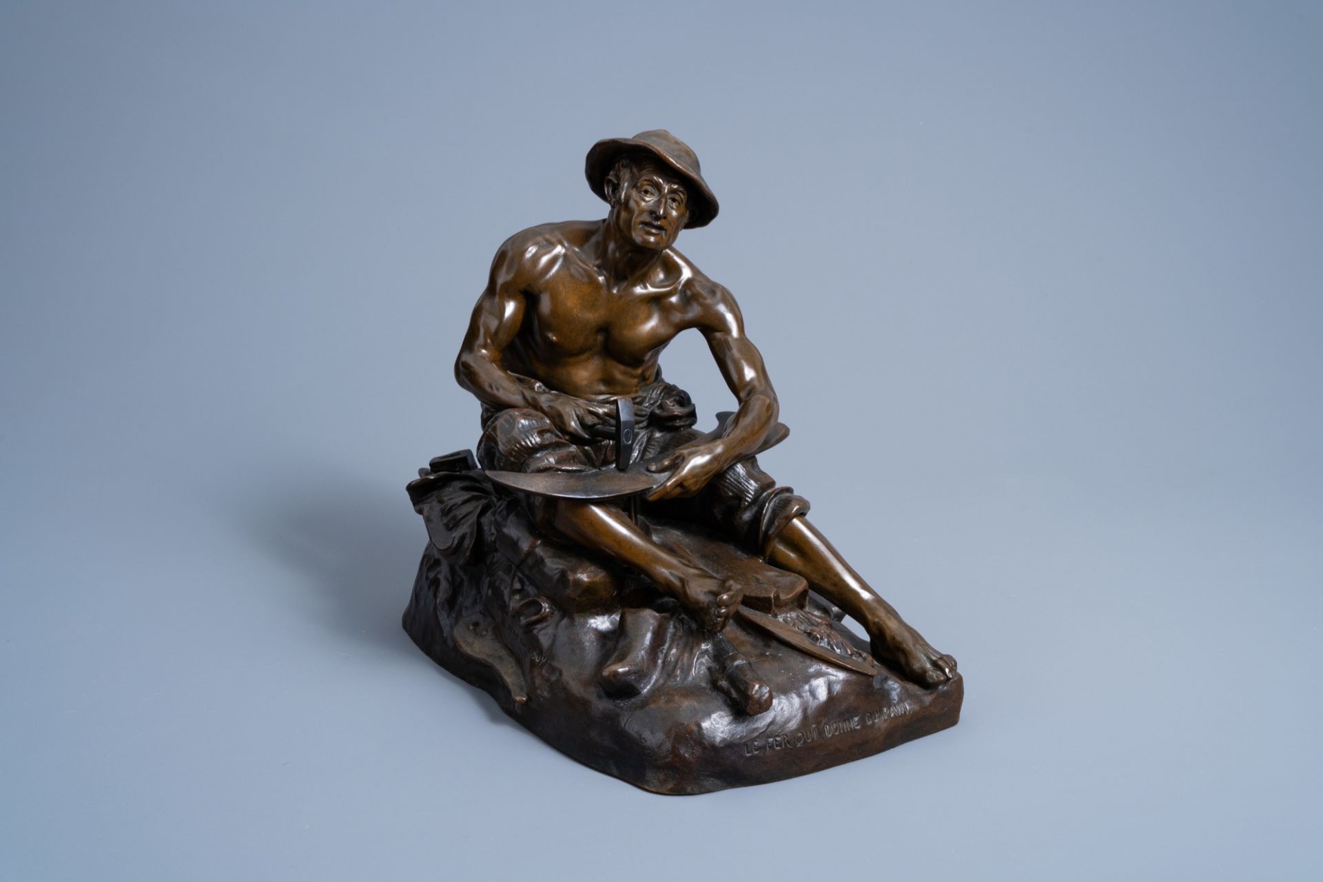 Jean Jules Antoine Lecomte du NouØ (1842-1923): 'Le fer qui donne du pain', brown patinated bronze