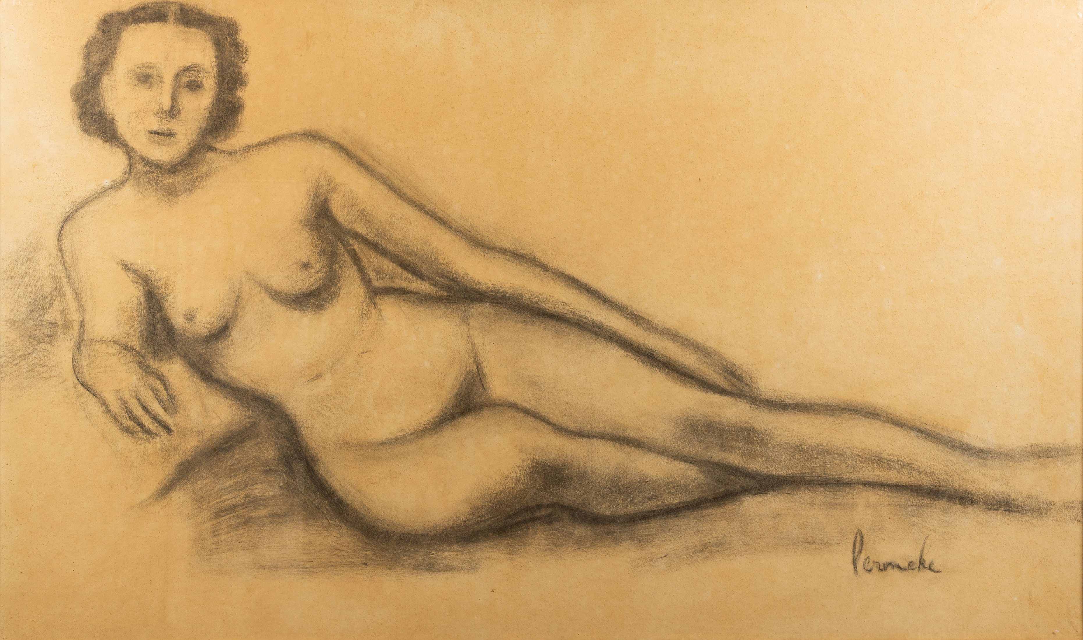 Constant Permeke (1886-1952): Reclining nude, charcoal on paper - Image 2 of 10