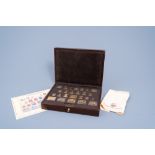 A collection of 25 Belgian silver-gilt stamps with matching case, the 'Dynastie-verzameling', 925/00