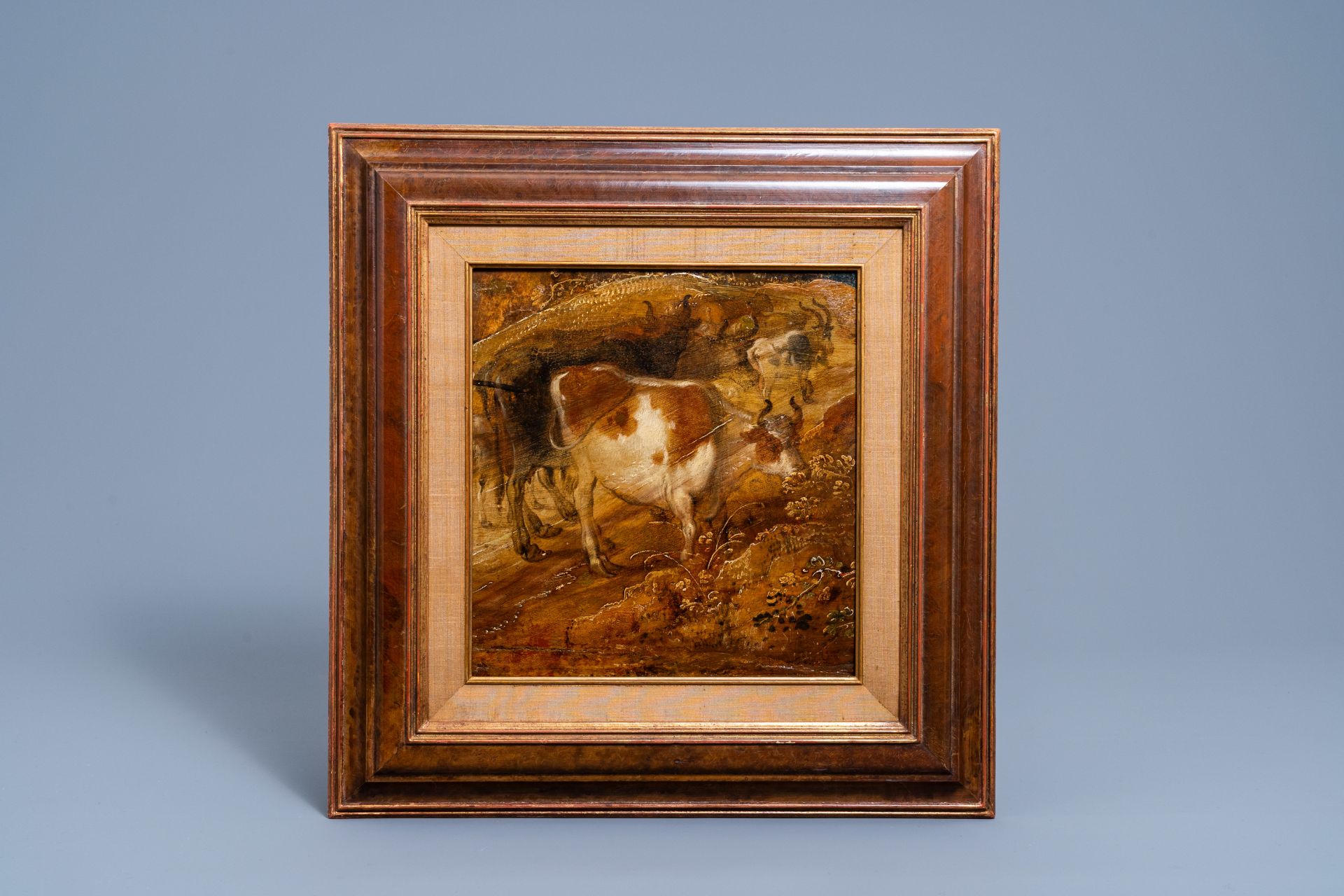 Flemish school, follower of Roelant Savery (1576-1639): Cattle in a landscape, oil on panel, 17th C. - Image 2 of 3