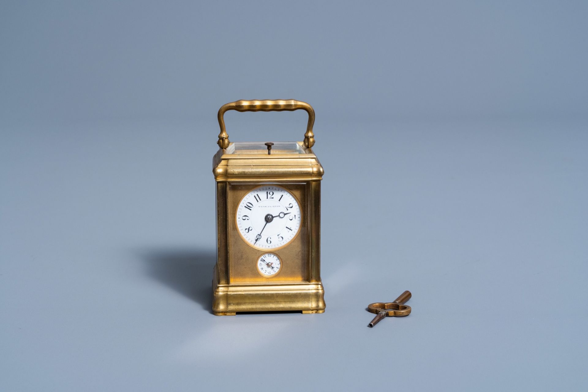 A French-Russian gilt brass Pavel Bure (Paul BuhrŽ) carriage clock, 'Margaine Paris' mark, ca. 1900 - Image 3 of 13