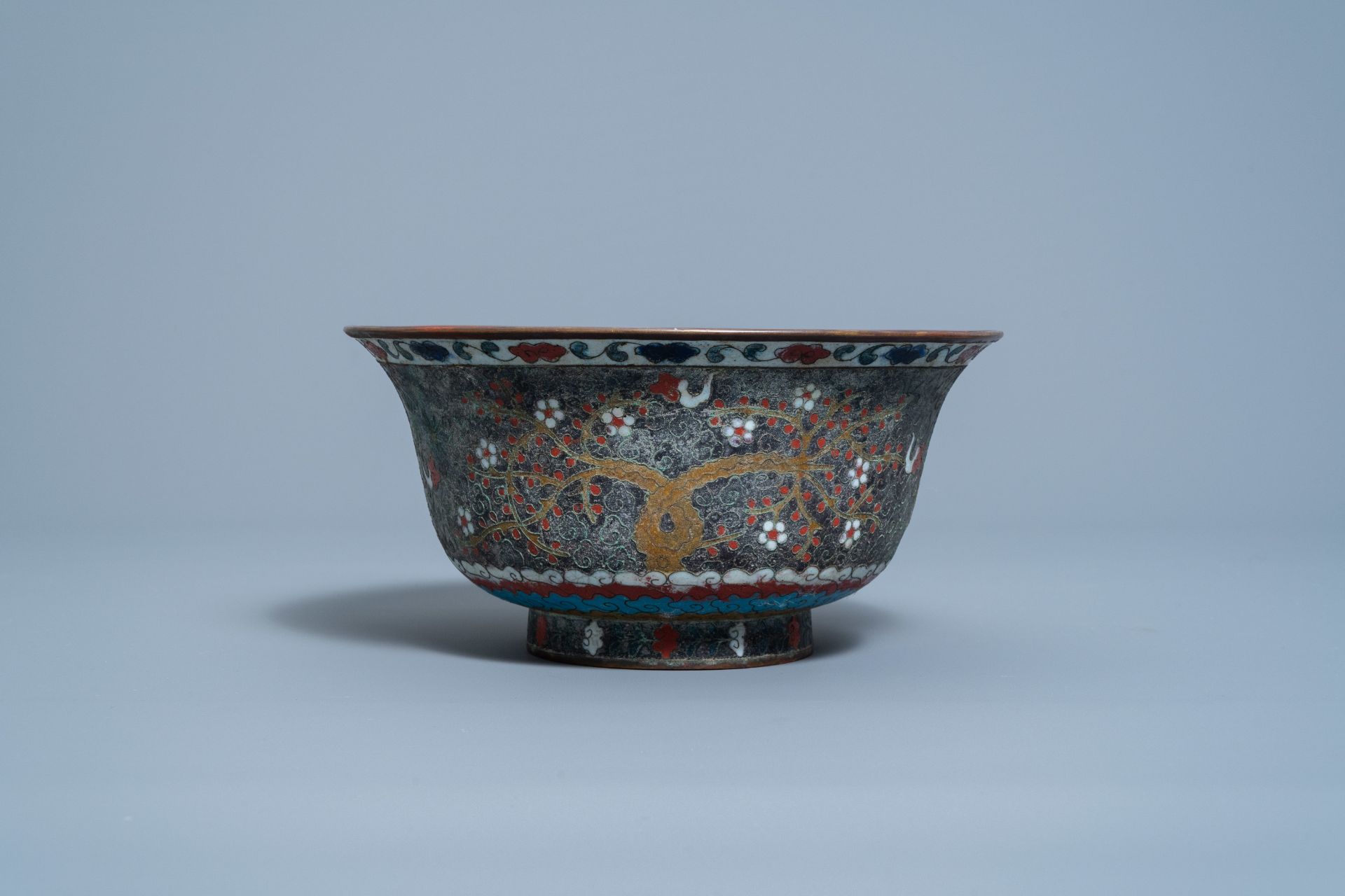 A Chinese cloisonnŽ 'Three friends of winter' bowl, Ming - Image 2 of 8