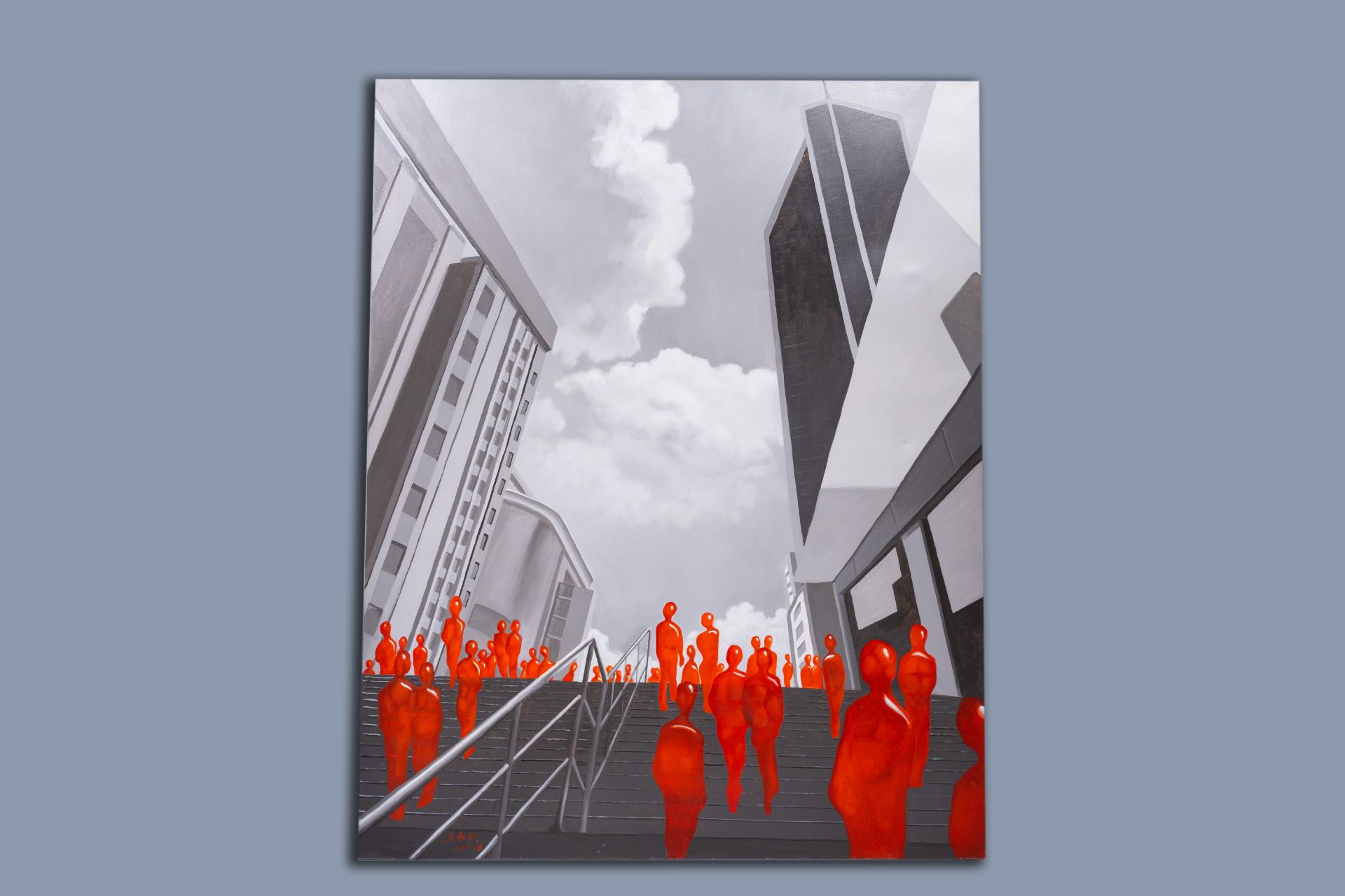 Wang Chengli (1968): 'Modern City', oil on canvas, dated 2007 - Image 2 of 6