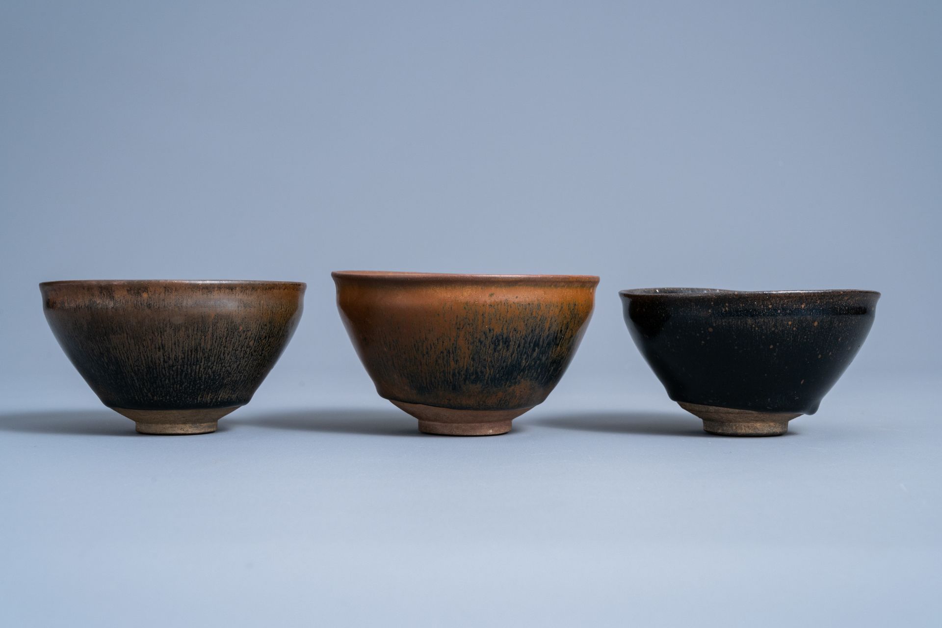 Three Chinese Jian 'hare's fur' tea bowls, Song or later - Image 6 of 8