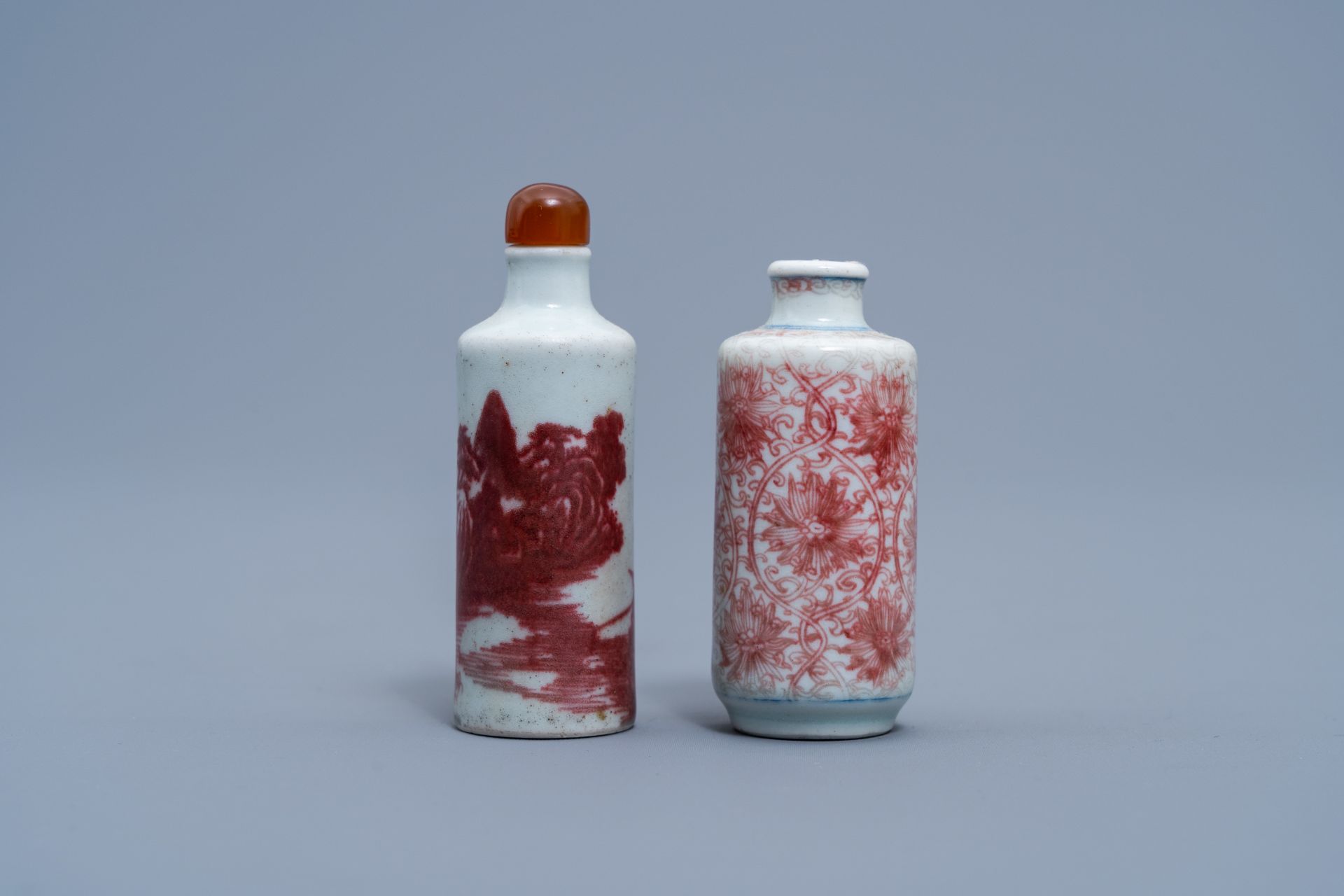 Two Chinese copper red snuff bottles, 19th/20th C.