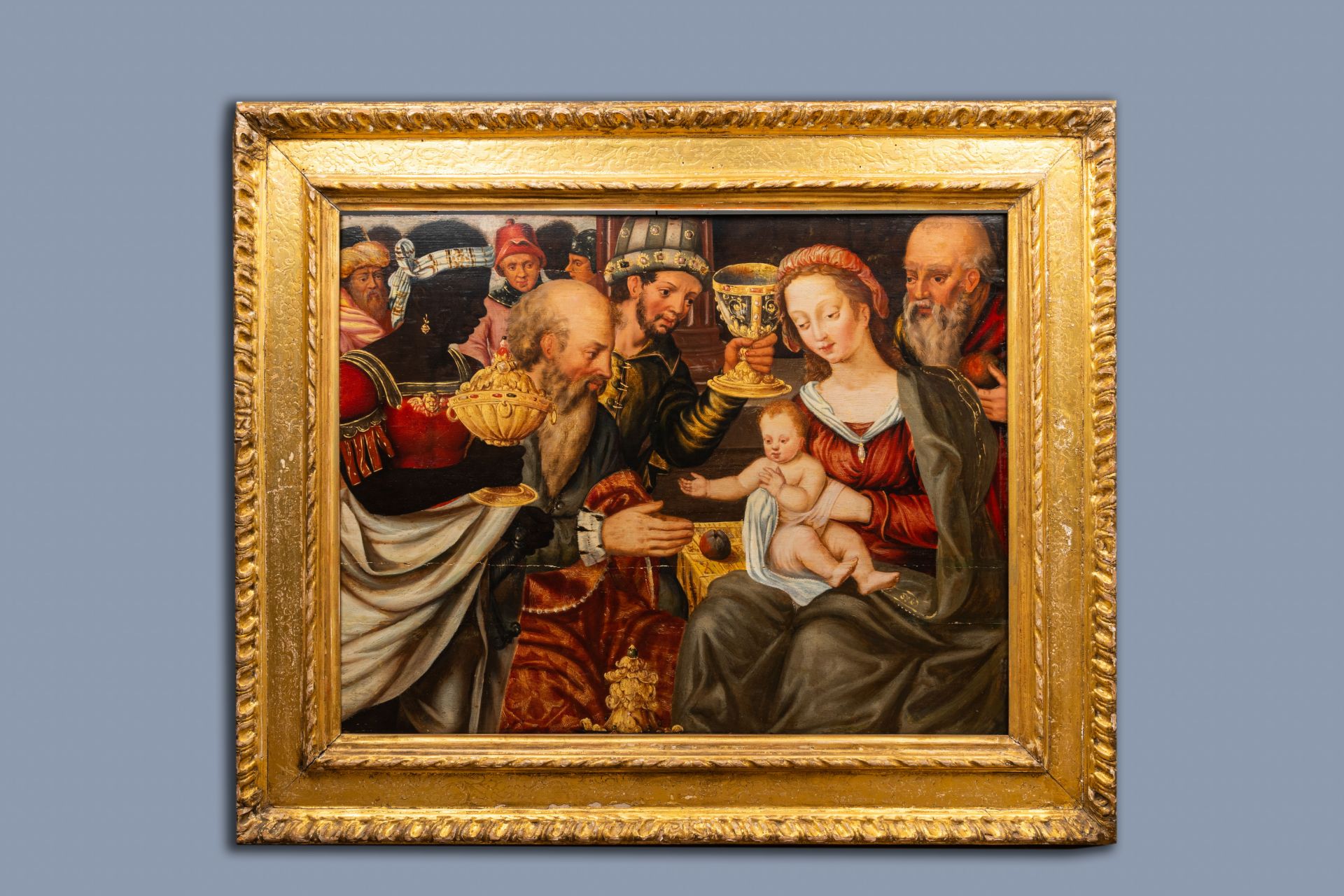 German school: Adoration of the magi, oil on panel, 16th C. - Image 2 of 7