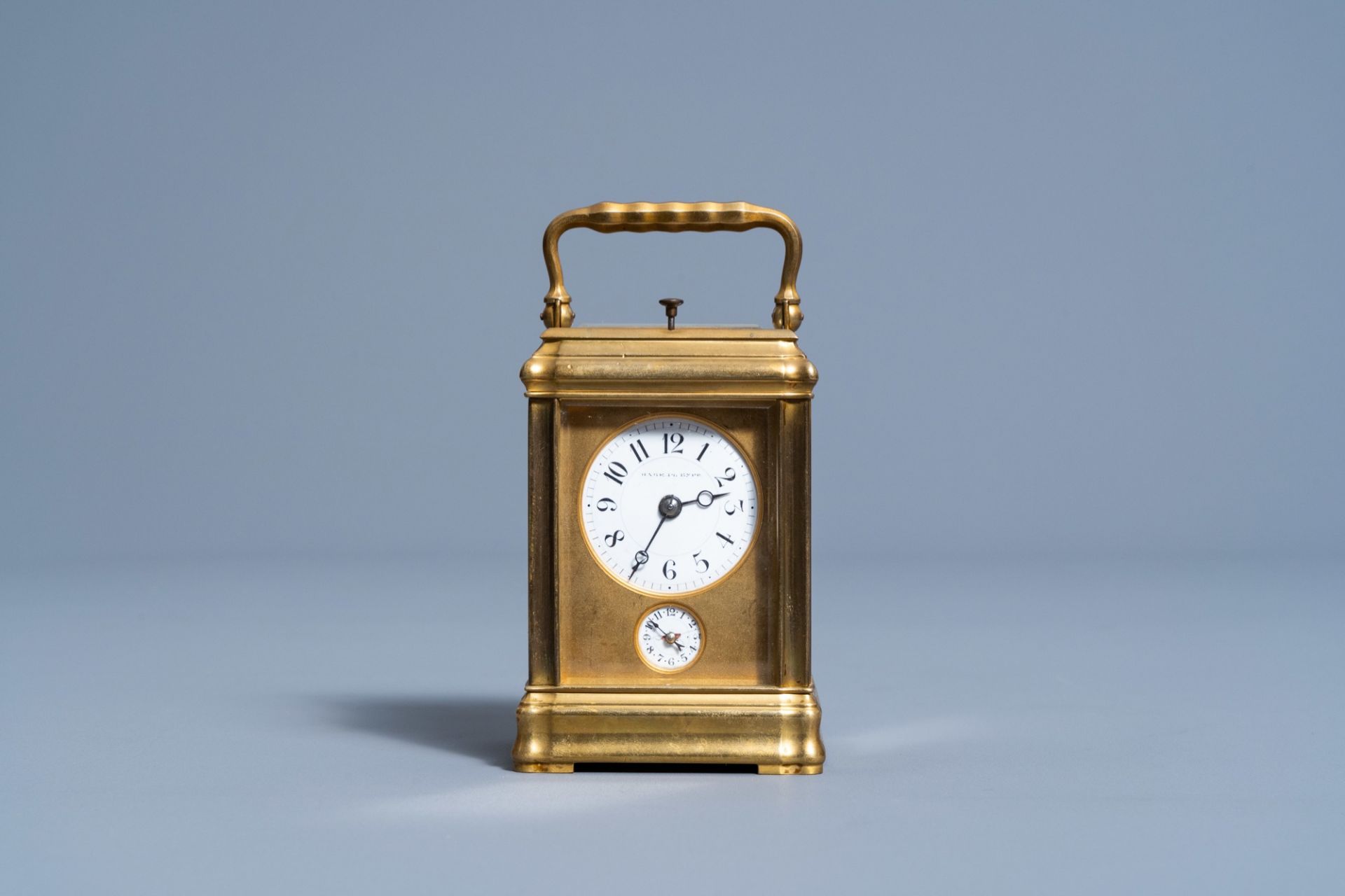 A French-Russian gilt brass Pavel Bure (Paul BuhrŽ) carriage clock, 'Margaine Paris' mark, ca. 1900 - Image 6 of 13