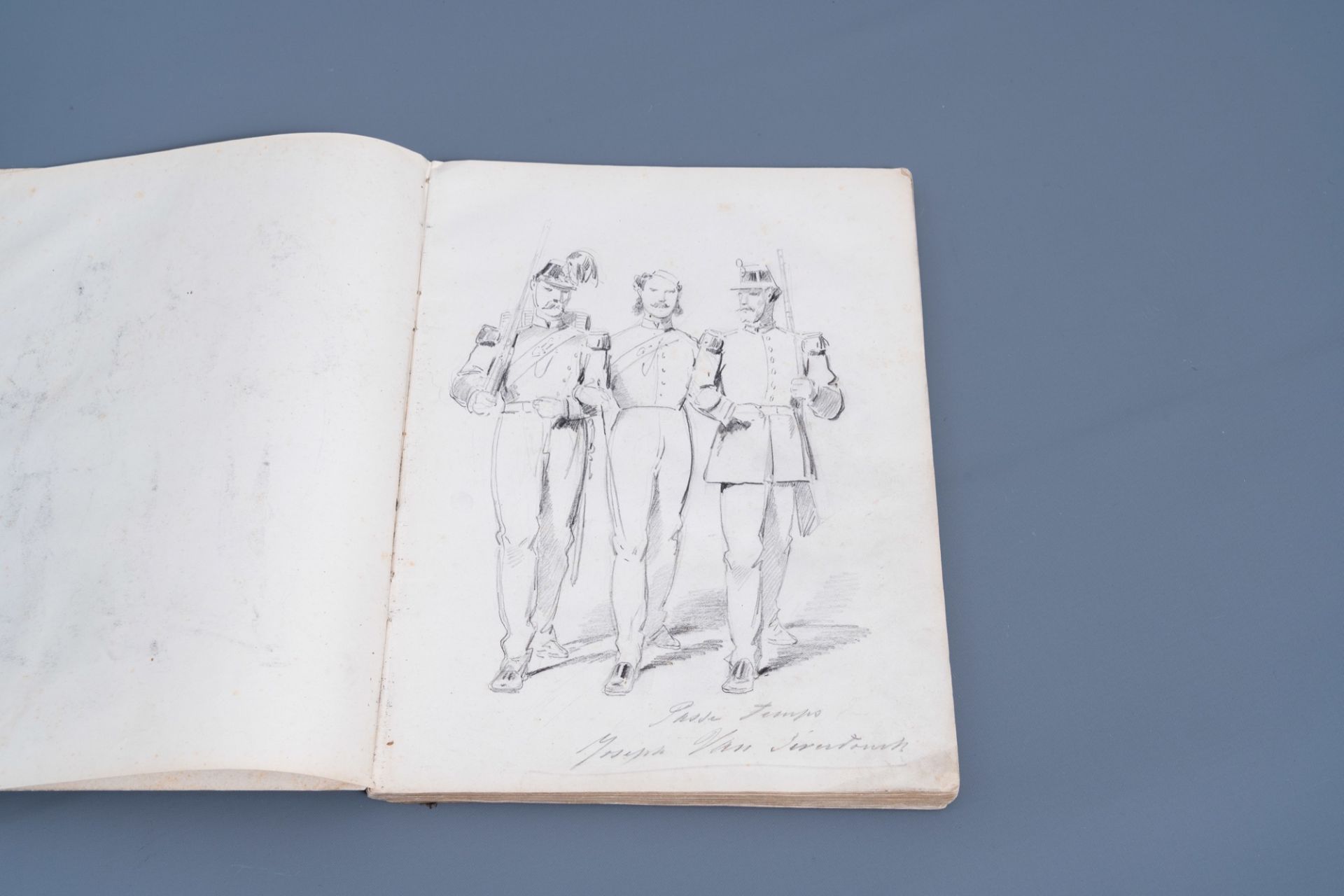 Joseph Van Severdonck (1819-1905): A sketchbook with about ninety drawings, mainly military depictio - Image 6 of 17