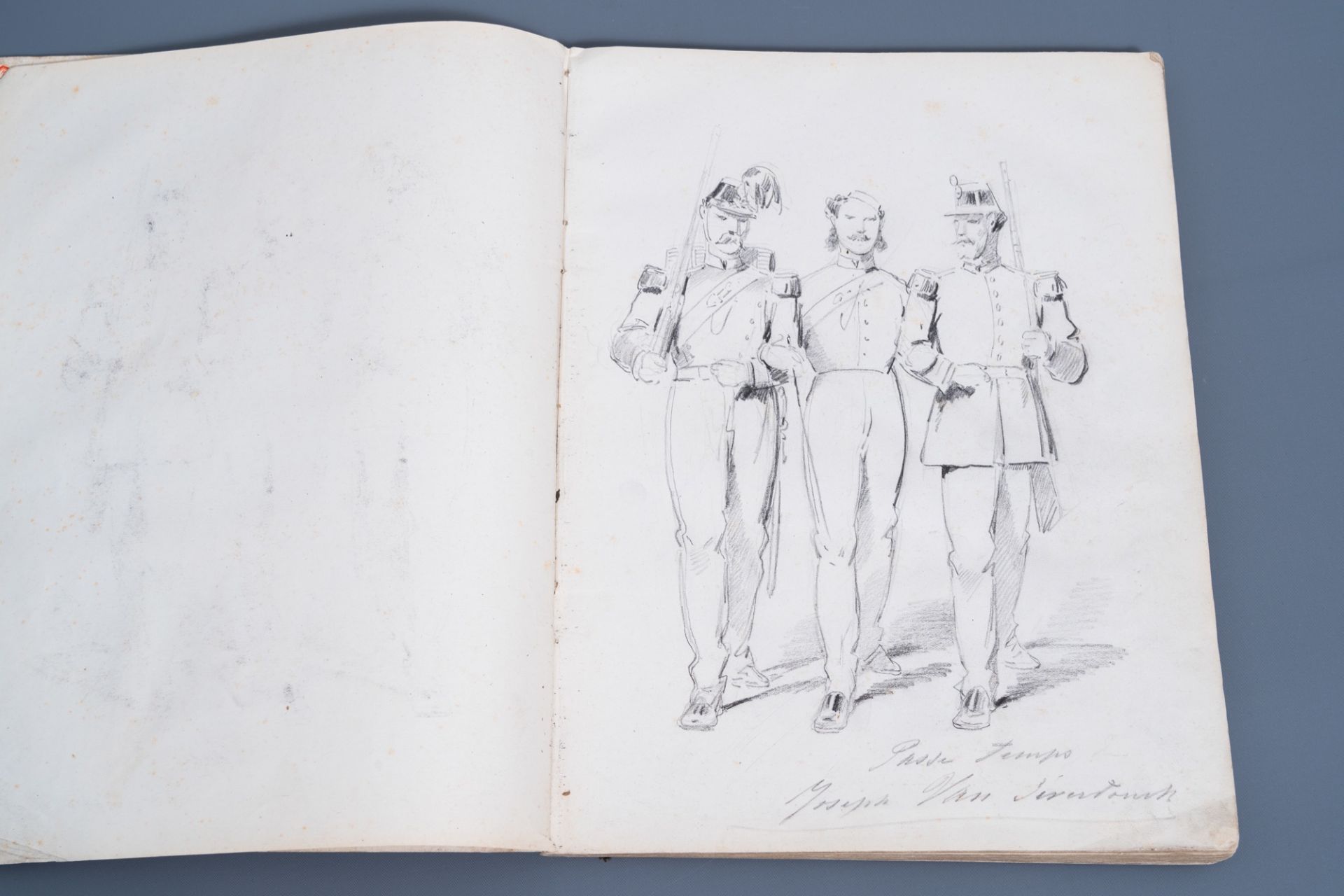 Joseph Van Severdonck (1819-1905): A sketchbook with about ninety drawings, mainly military depictio - Image 10 of 17