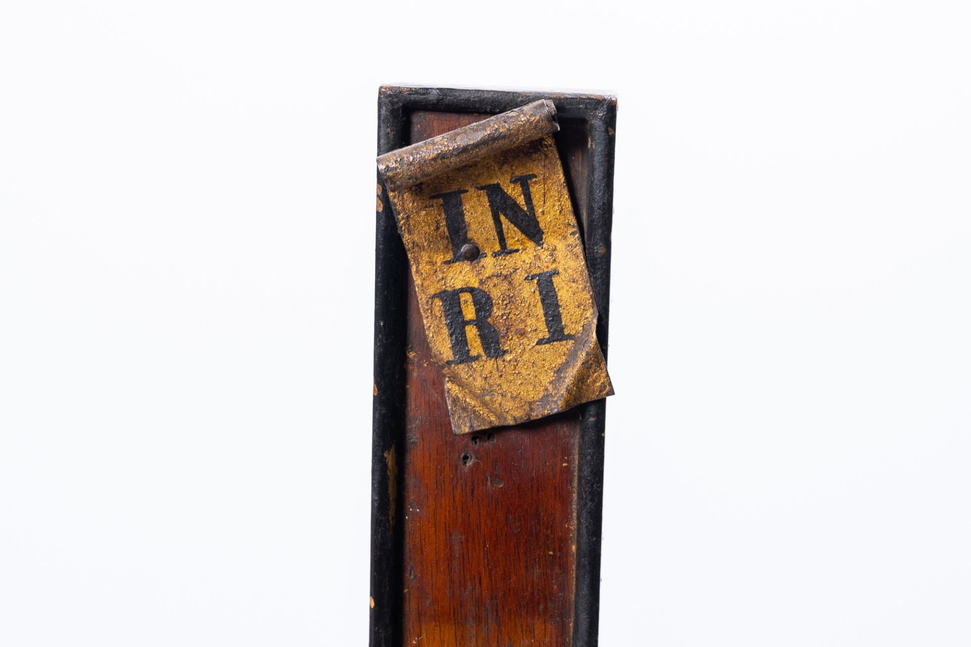 Two large inlaid wooden crucifixes with carved Corpus Christi, France or Flanders, 18th/19th C. - Image 4 of 9