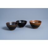 Three Chinese Jian 'hare's fur' tea bowls, Song or later