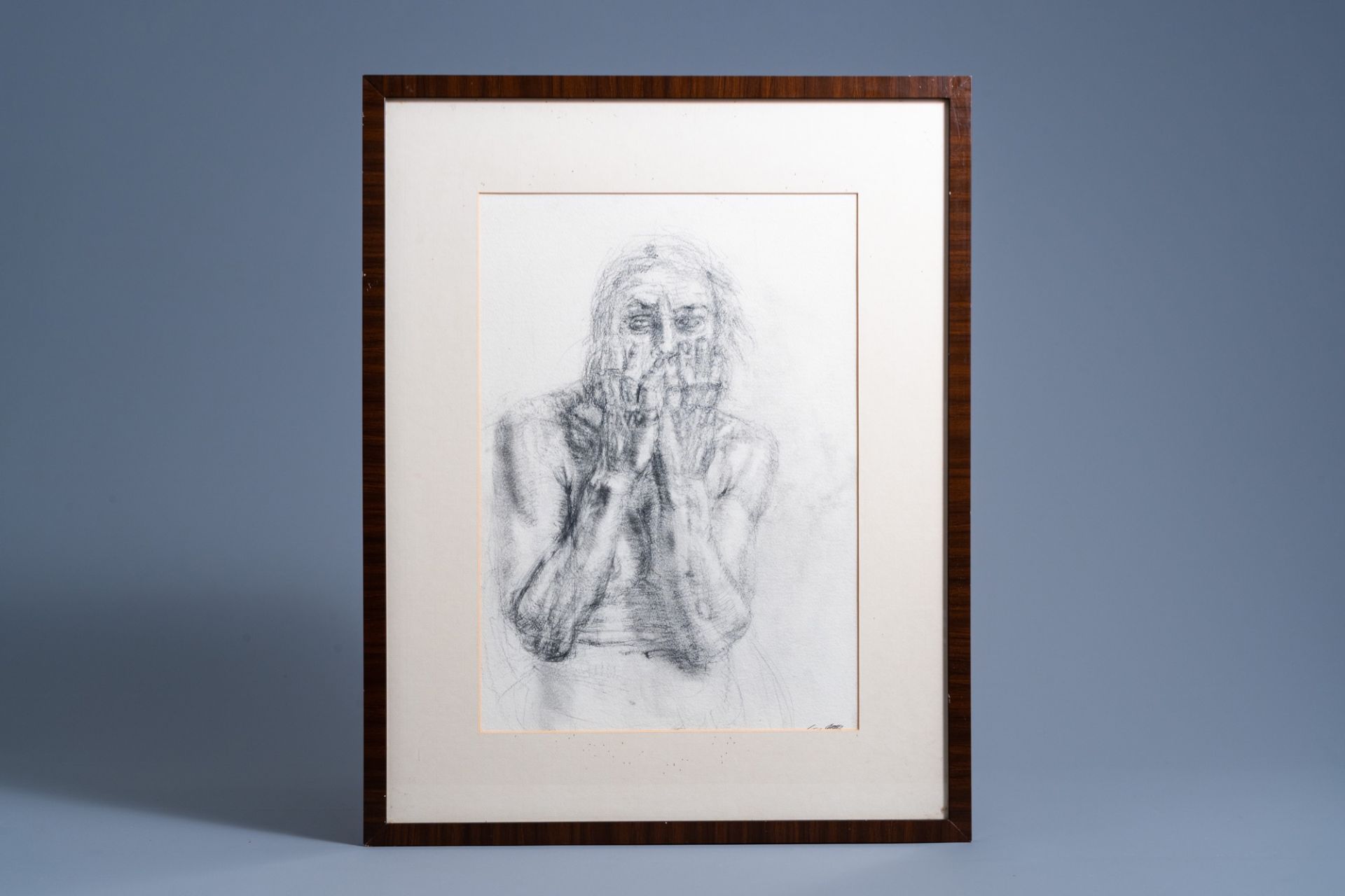 Kei Mitsuuchi (1948-2001): Study of an elderly anxious man, pencil on paper - Image 2 of 4