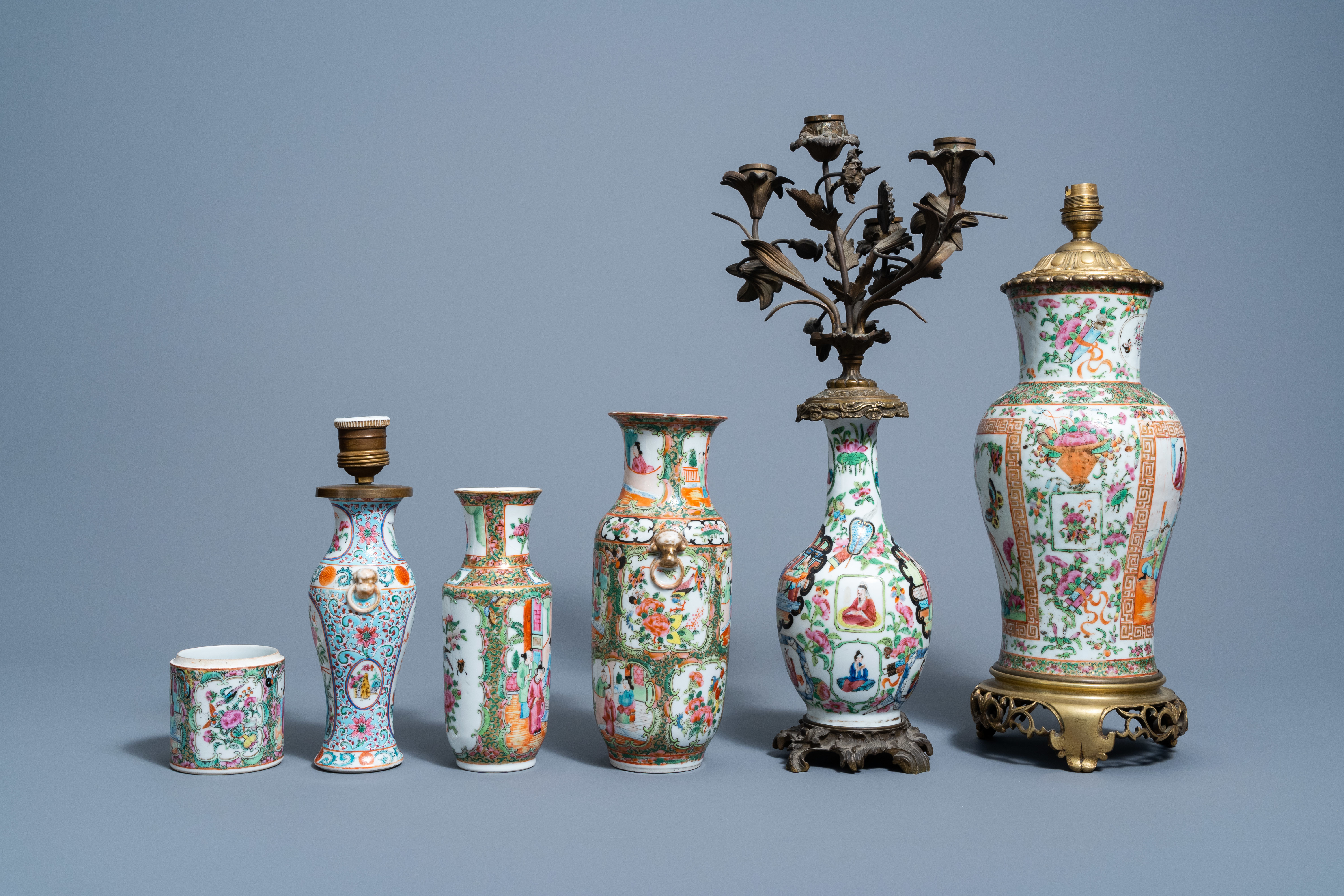 A varied collection of Chinese Canton famille rose porcelain, 19th C. - Image 5 of 7