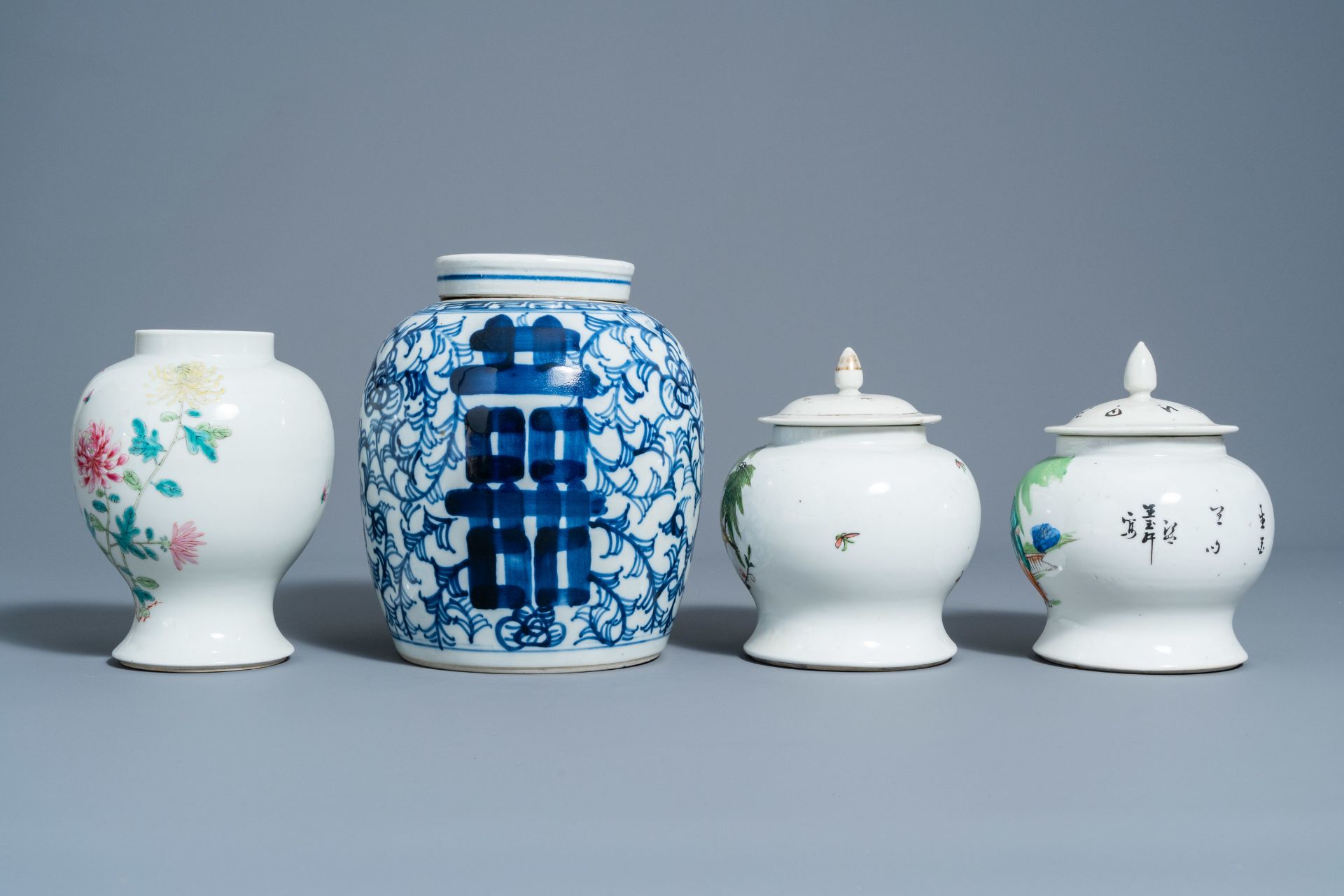 A varied collection of Chinese blue, white, famille rose andÊ qianjiang cai porcelain, Kangxi and la - Image 3 of 15