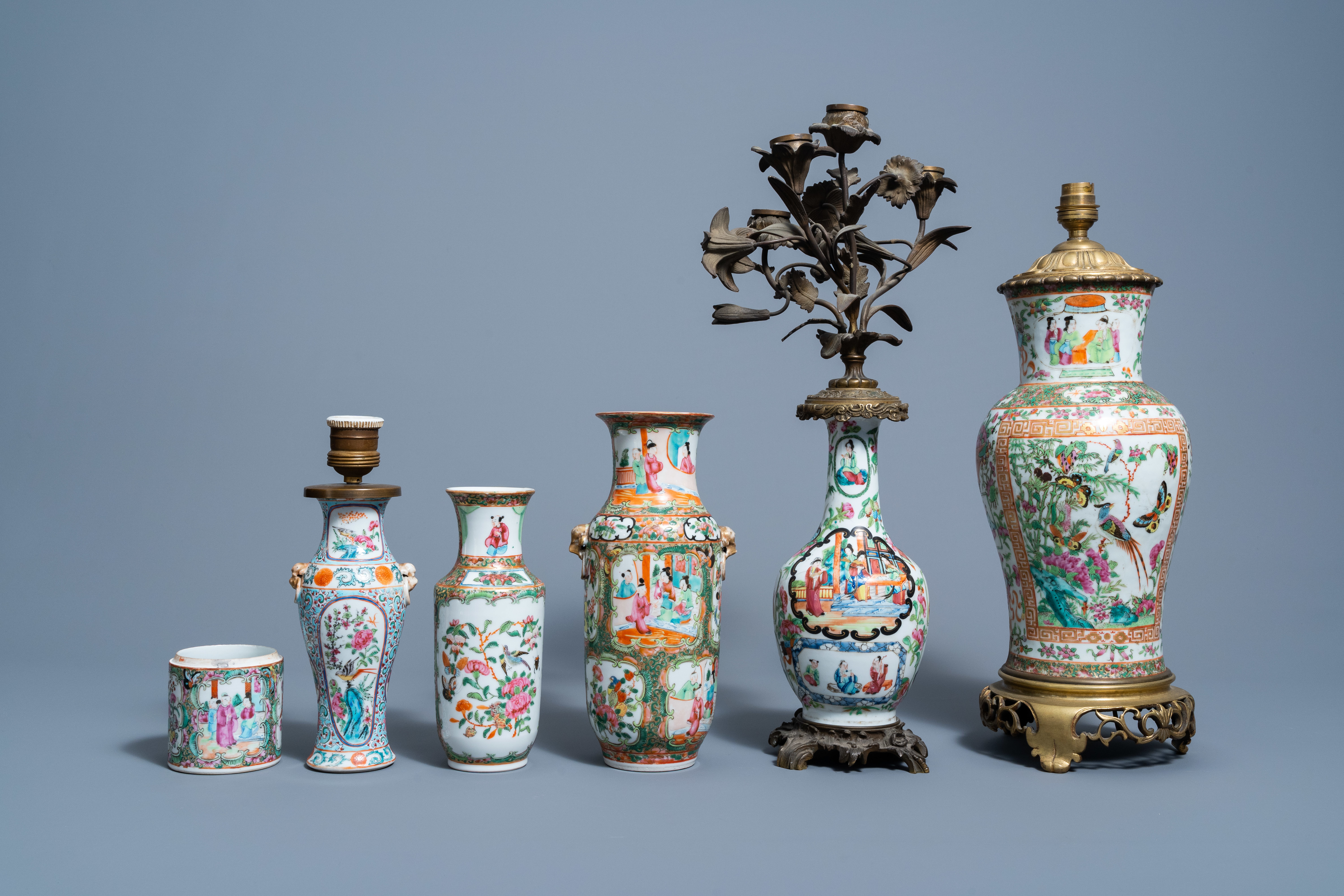 A varied collection of Chinese Canton famille rose porcelain, 19th C. - Image 4 of 7