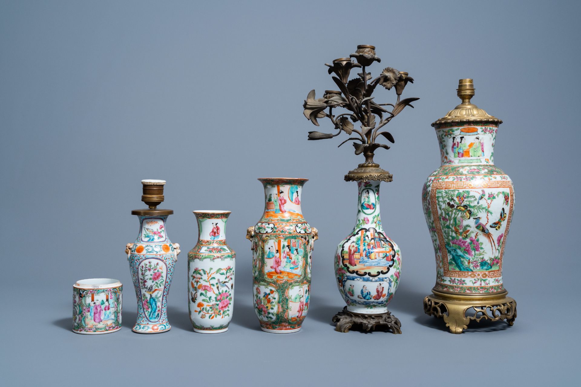 A varied collection of Chinese Canton famille rose porcelain, 19th C. - Bild 4 aus 7
