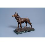 Paul ƒdouard Dreux (1855-1947): A sheepdog, brown patinated bronze on a vert de mer marble base