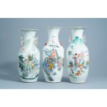 Three various Chinese famille rose vases, 19th/20th C.