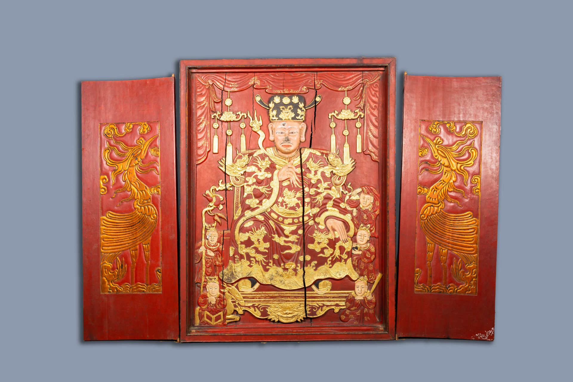 A South-Chinese partly gilt and lacquered house shrine, poss. for the Straits or Peranakan market, 1