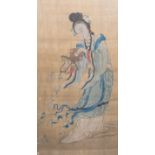 Chinese school: Magu with a flower basket, ink and colours on silk, 19th C.