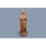 Belgian school, monogrammed D.B or C.B.: The Immaculate Heart of Mary, oak wood, dated 1906