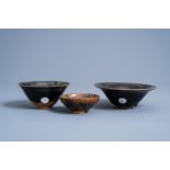 Three Chinese Jian 'hare's fur' tea bowls, Song or later