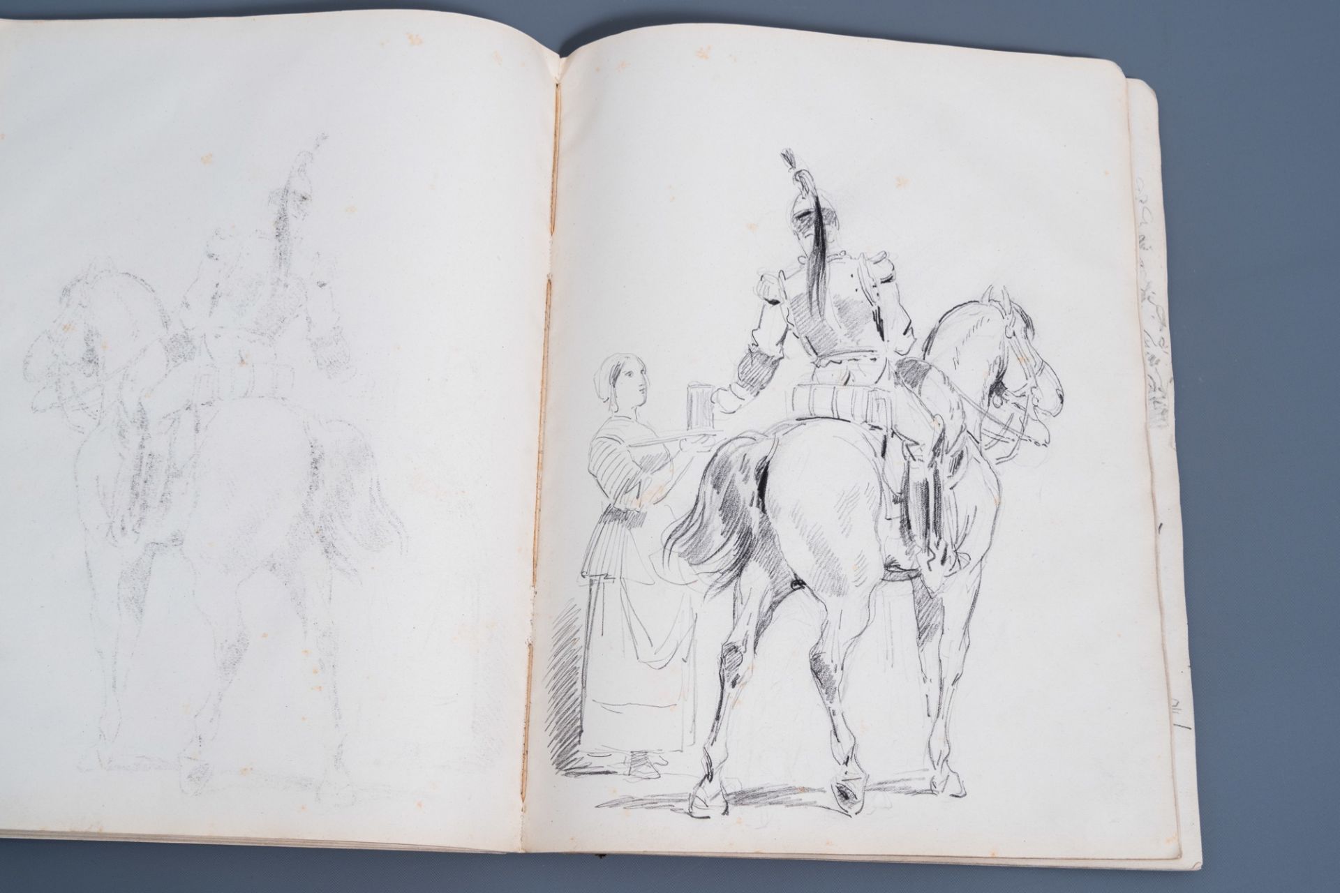 Joseph Van Severdonck (1819-1905): A sketchbook with about ninety drawings, mainly military depictio - Image 14 of 17