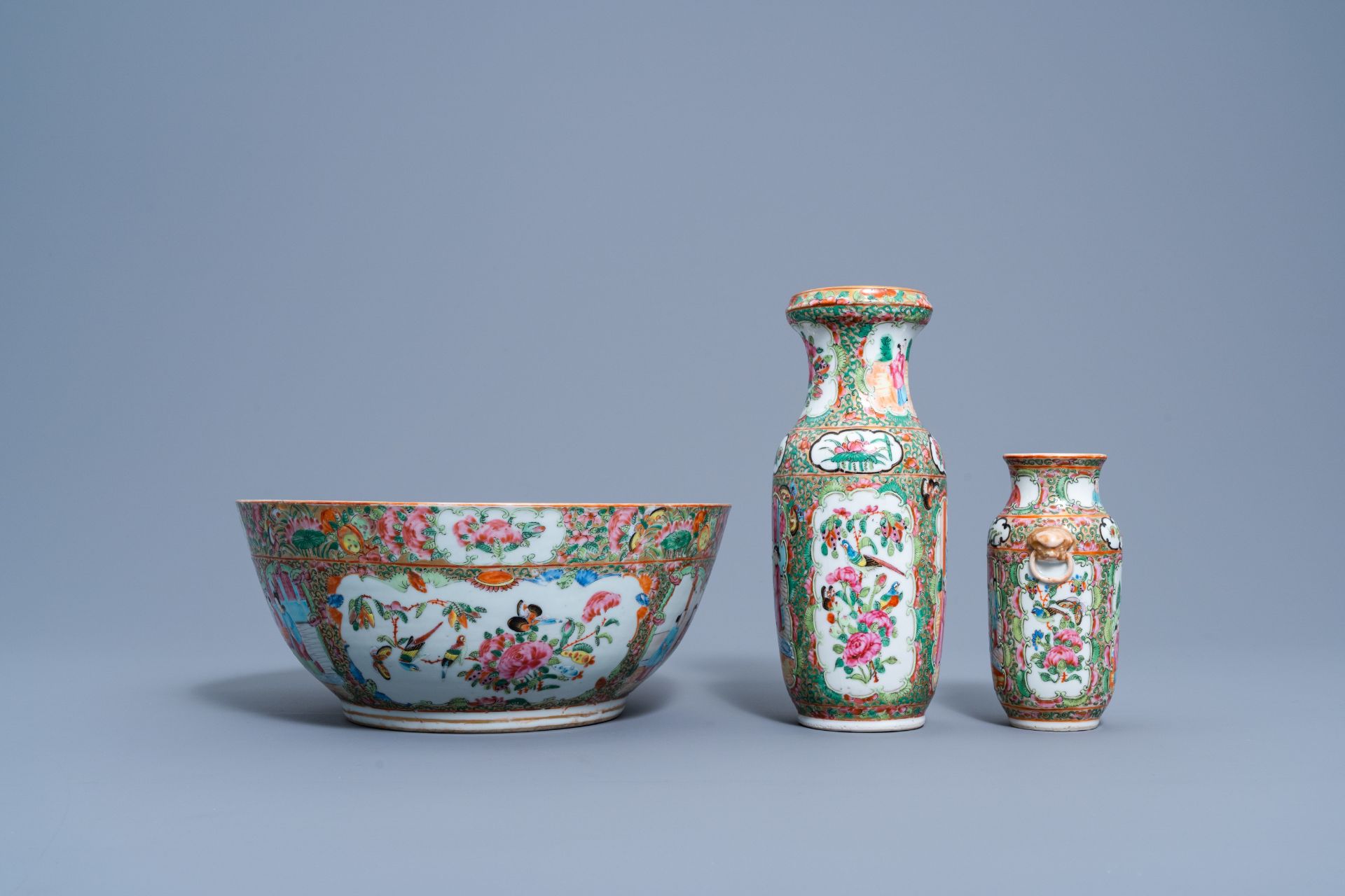 A varied collection of Chinese Canton famille rose porcelain, 19th C. - Image 5 of 15