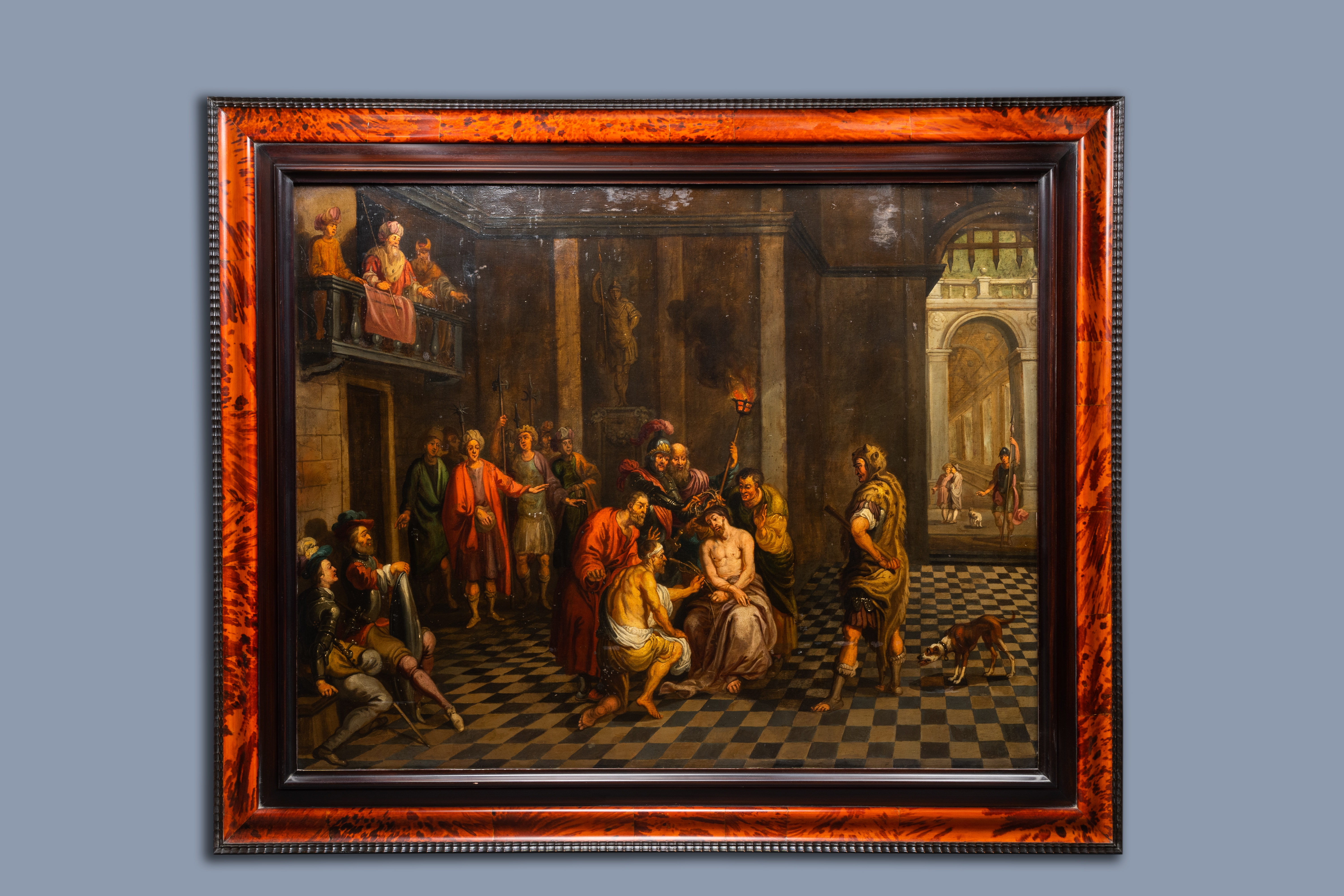 Flemish school, follower of Simon de Vos (1603-1676): The flagellation of Christ, oil on copper, 17t - Image 2 of 6