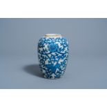 A Chinese blue and white 'lotus scrolls' jar, 19th C.