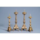 Two pairs of bronze pricket candlesticks, Flanders or The Netherlands, 17th C.