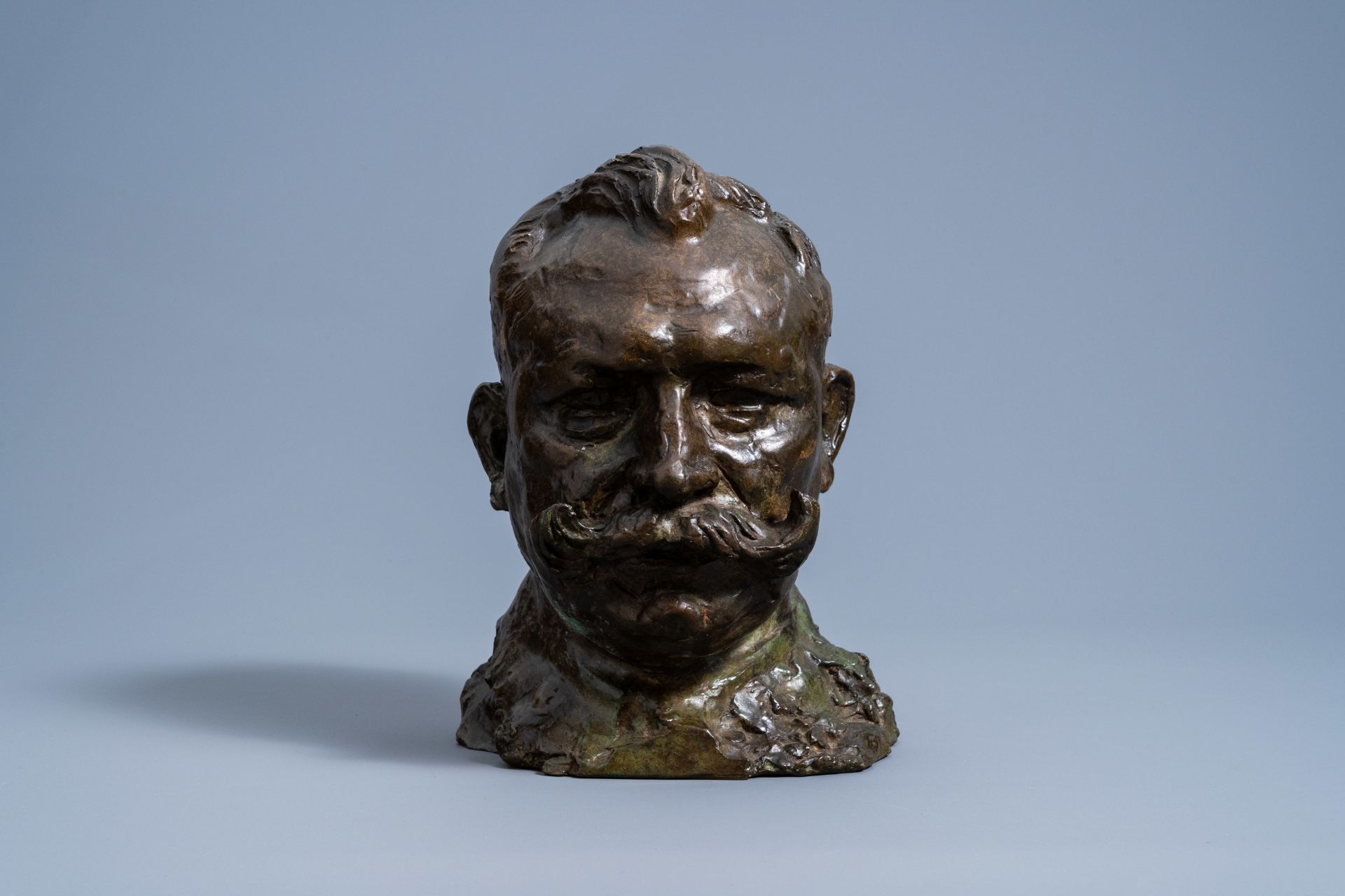 Belgian school, monogrammed A.D. (possibly Albert Constant Desenfans, 1845-1938): Portrait bust of a - Image 3 of 10