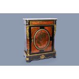 A French Historicism gilt mounted tortoiseshell and brass marquetry Boulle one-door cabinet with mar