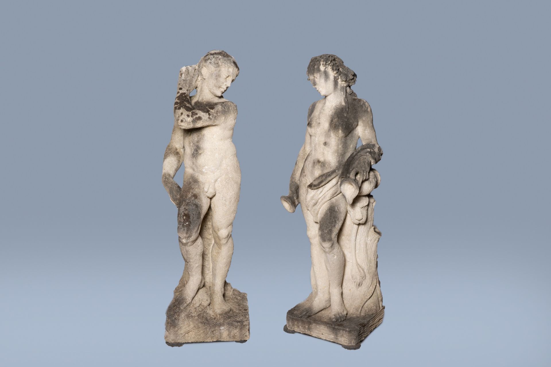 After the antique: Two imposing composite garden statues, most probaly Italy, 20th C.