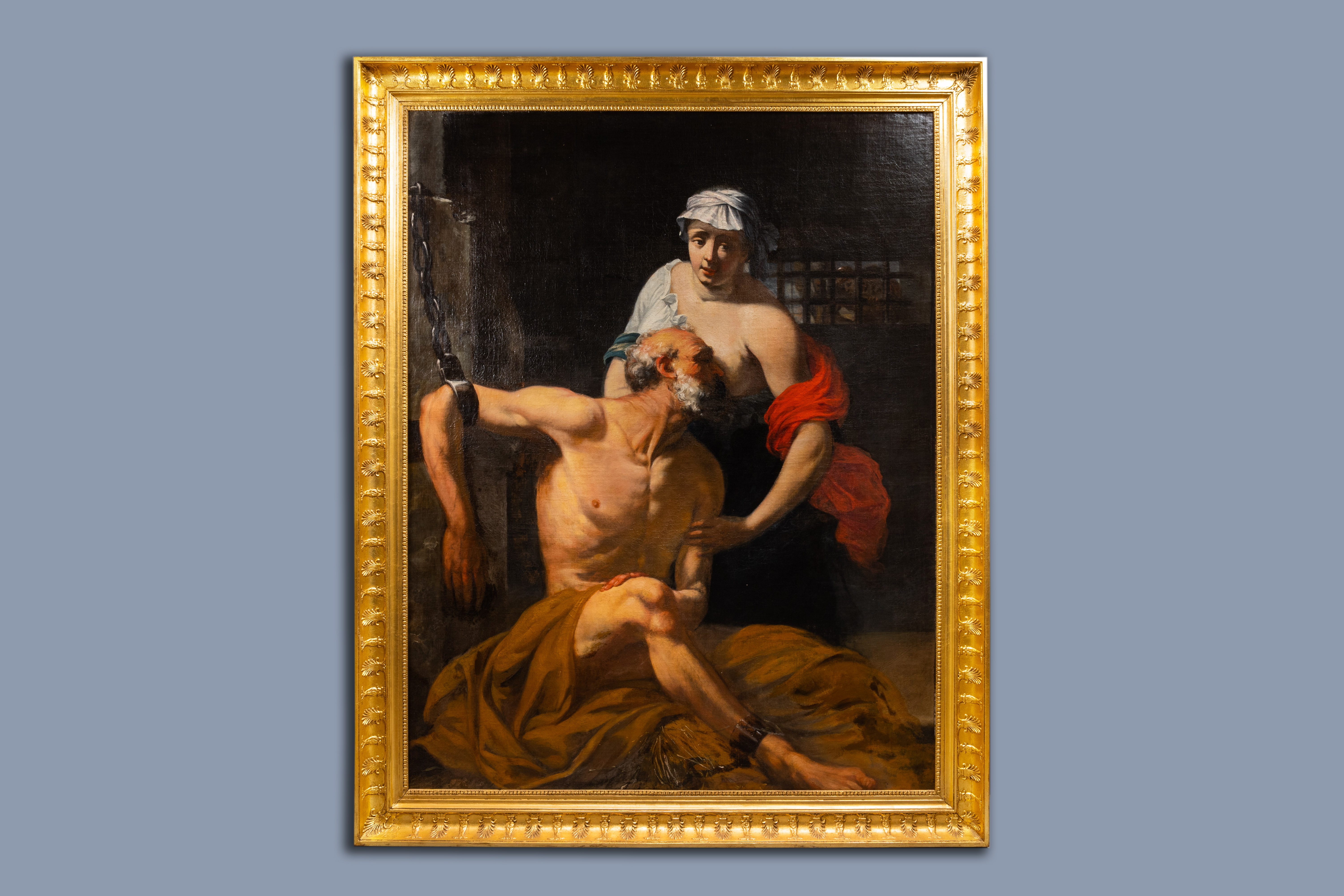 French school: Cimon and Pero or Caritas Romana, oil on canvas, 18th C. - Image 2 of 6