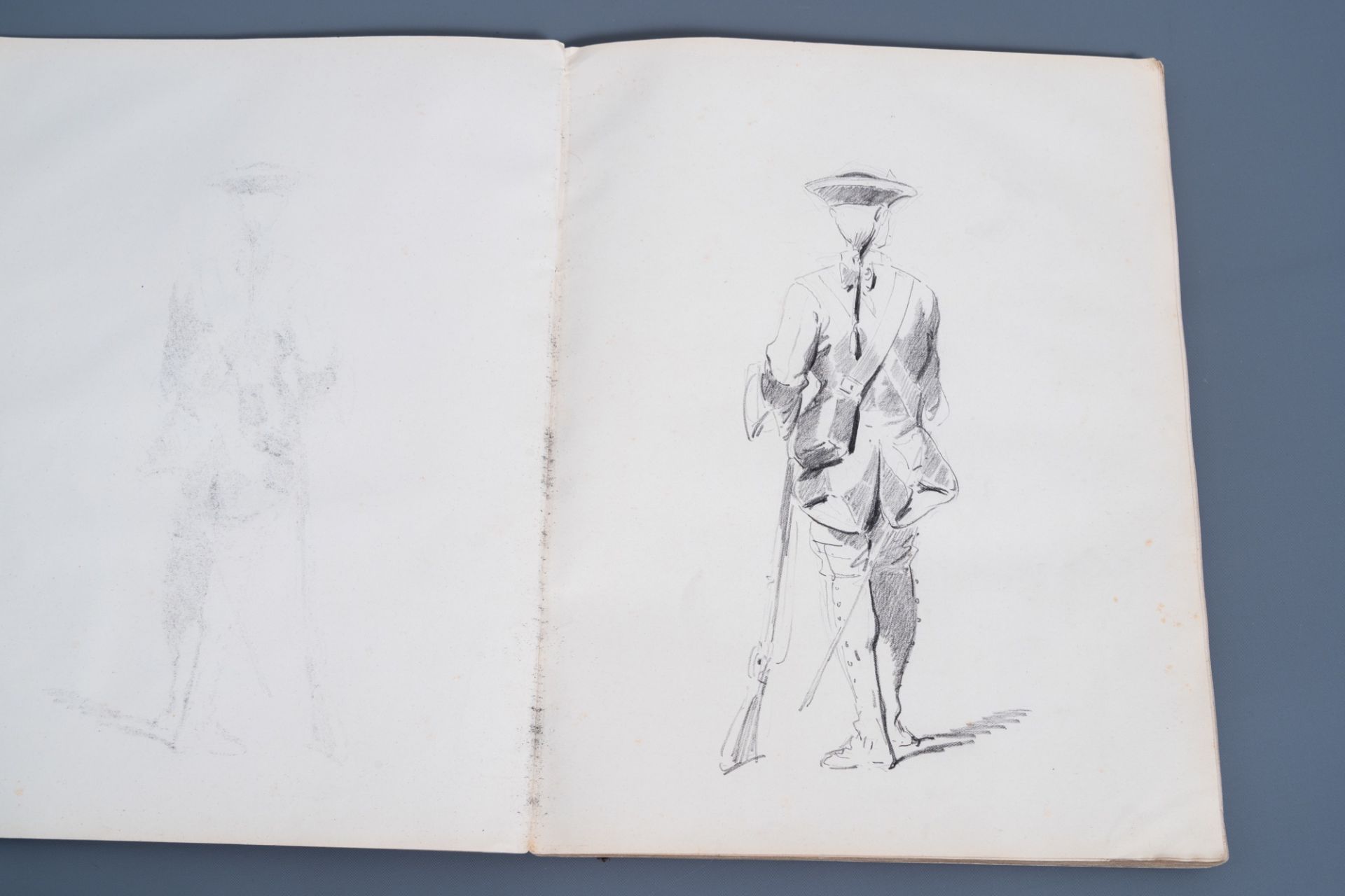 Joseph Van Severdonck (1819-1905): A sketchbook with about ninety drawings, mainly military depictio - Image 12 of 17