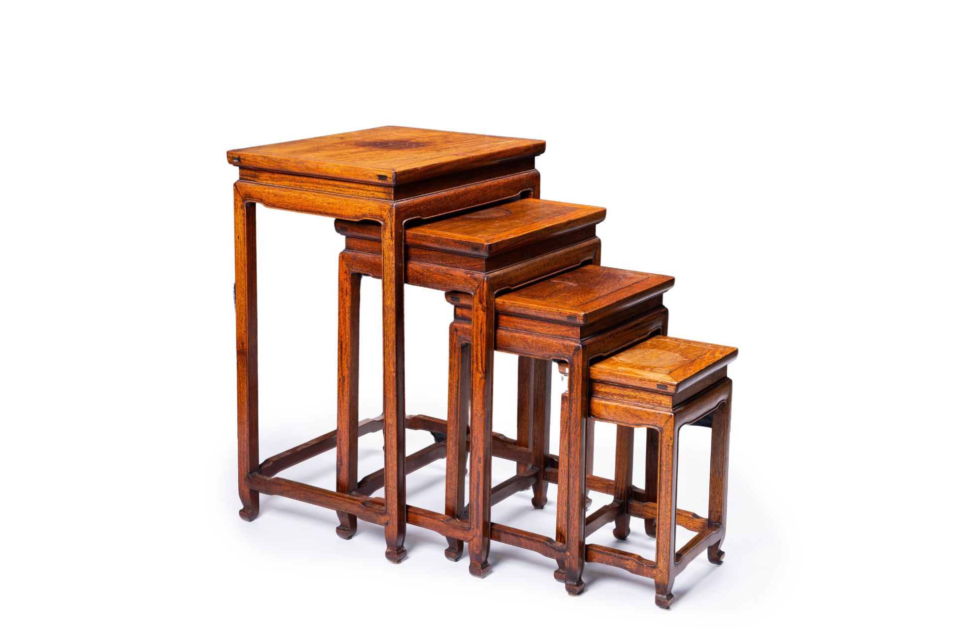 Four Chinese rectangular wood gigogne side tables, 20th C. - Image 2 of 8