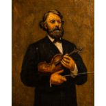 L.P. Martin (19th C.): The violin player, oil on canvas, dated 1892