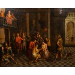 Flemish school, follower of Simon de Vos (1603-1676): The flagellation of Christ, oil on copper, 17t