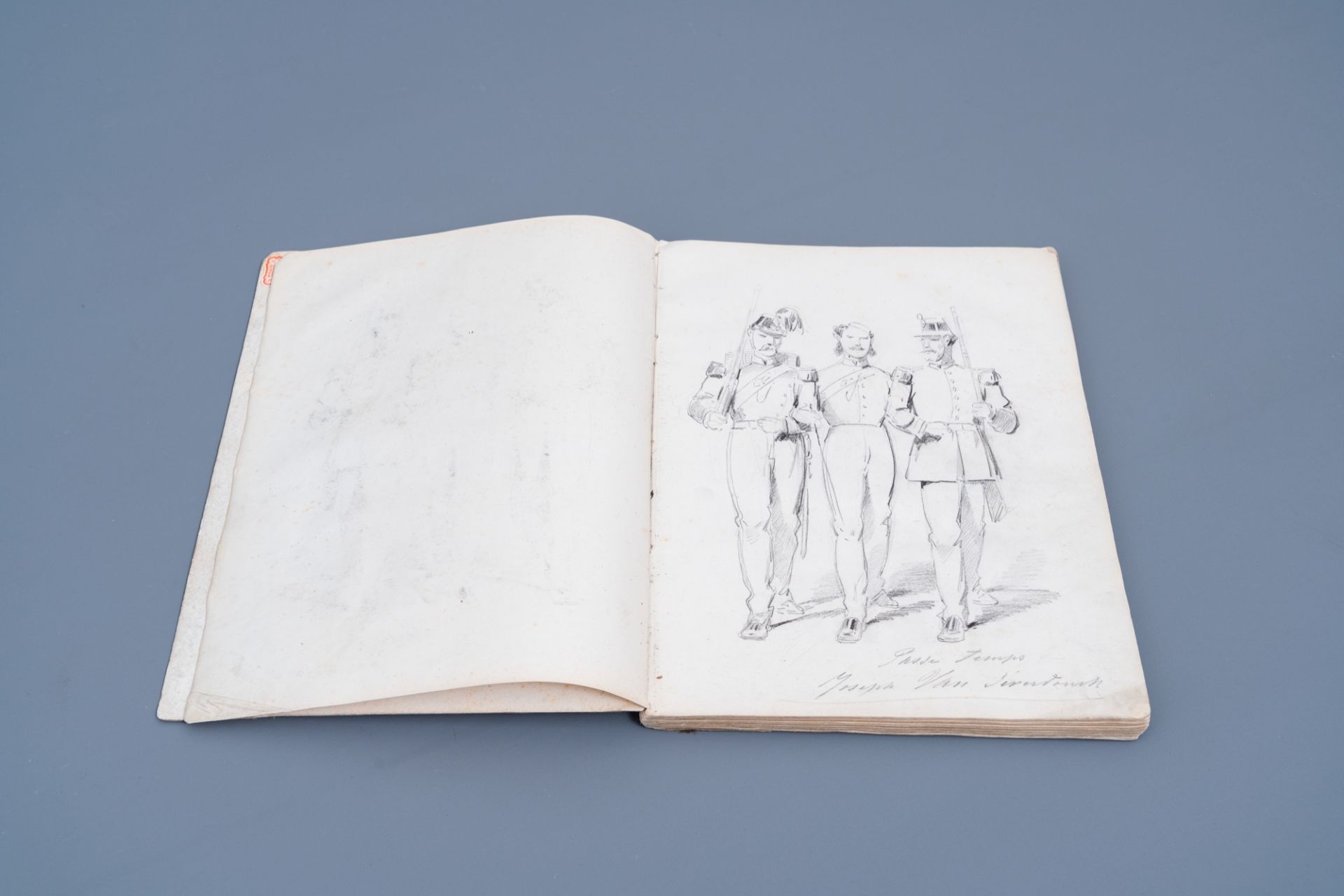 Joseph Van Severdonck (1819-1905): A sketchbook with about ninety drawings, mainly military depictio