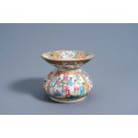 A Chinese Canton famille rose spittoon with palace scenes, 19th C.