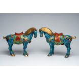 A pair of Chinese cloisonnÃ© horses, 20th C.